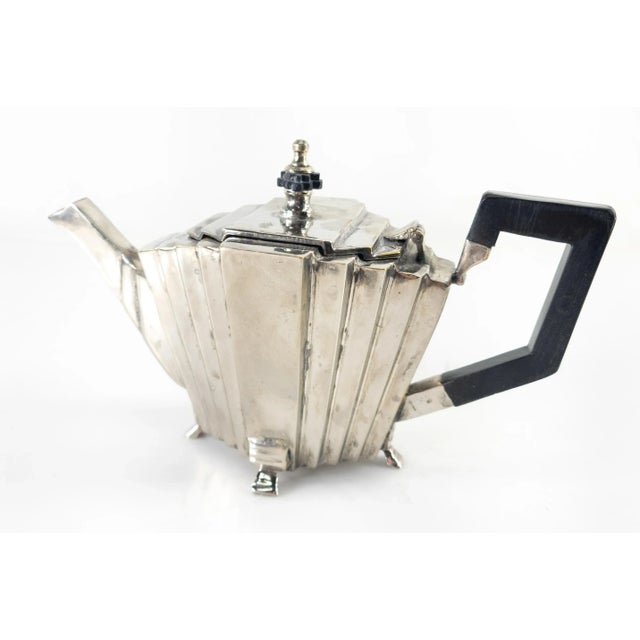 20th Century Art Deco Silverplate Teapot With Ebony Handle For Sale - Image 11 of 11