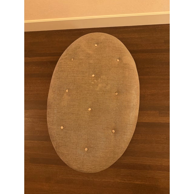 Metallic Oval Tuffed Ottoman For Sale - Image 4 of 4
