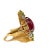 Bochic “Orient” Star Ruby & Green Perridot Cocktail Ring 18K Gold & Silver Natural Oval Red Ruby Cabochon - 9 Carat...