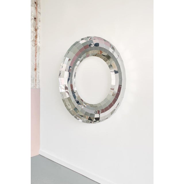 Contemporary Tori Circular Wall Mirror in Aluminum by Martens & Visser For Sale - Image 3 of 6