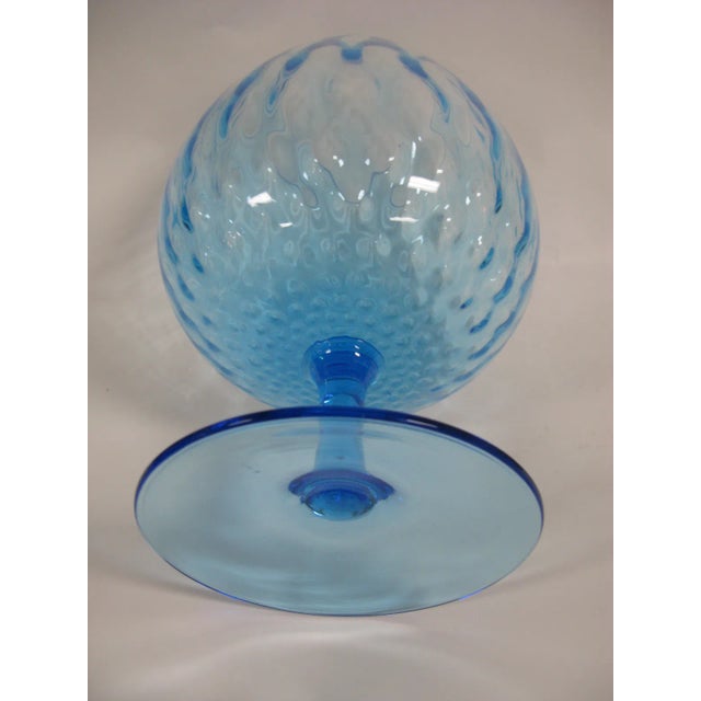 Glass 1960s Empoli Aqua Blue Optic Glass Snifter Vase For Sale - Image 7 of 13