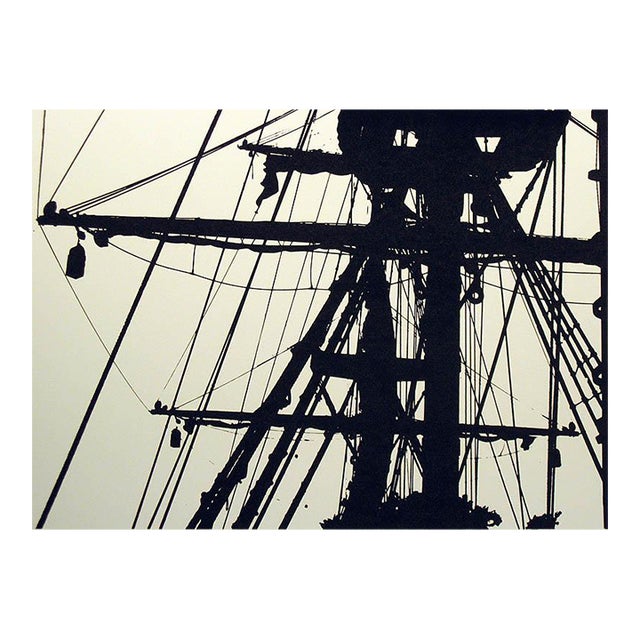 Hal Connelly, Signed & Numbered Serigraph Art, Black & White Ship Sailboat 1975 For Sale