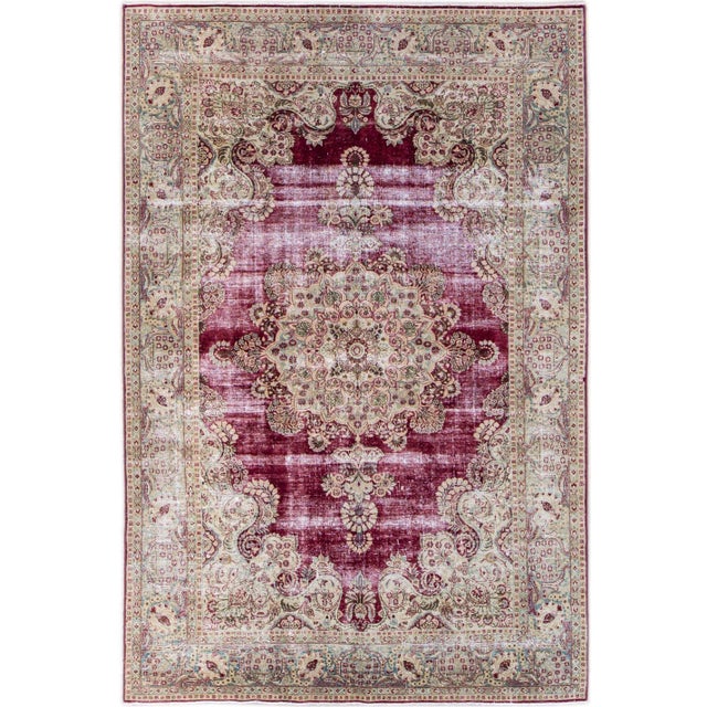 Red Vintage Persian Hamadan Handmade Medallion Red Wool Rug For Sale - Image 8 of 8