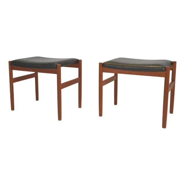 Teak Ottomans by Hugo Frandsen, 1960s, Set of 2 For Sale