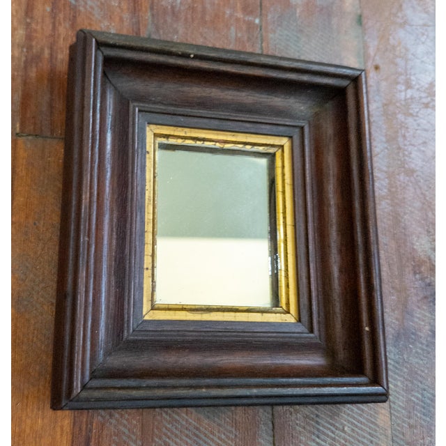 Mid 19th Century 19th Century American Victorian Miniature Mirror in Walnut Frame For Sale - Image 5 of 12