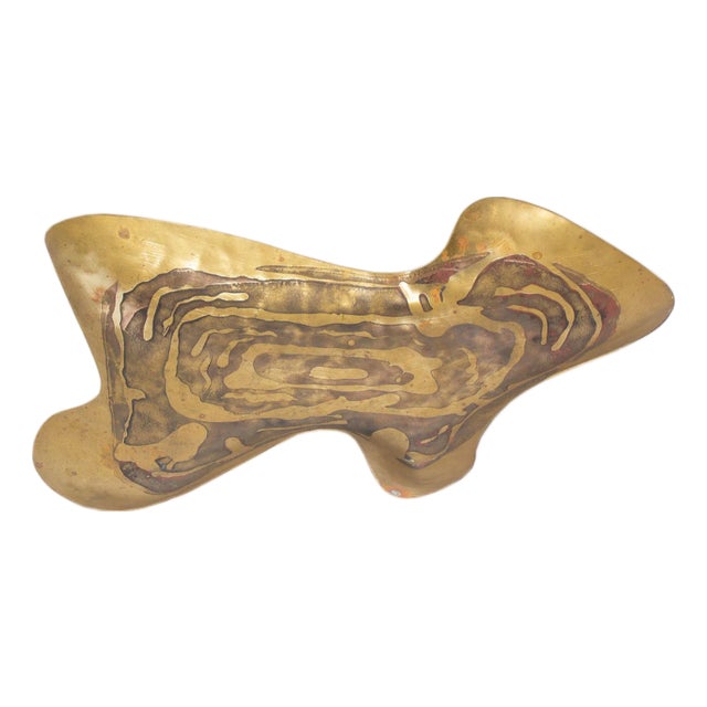 Biomorphic Brass Tray by Ed Wiener For Sale