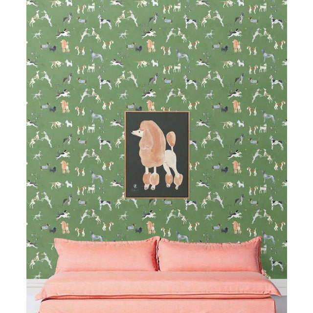 Doggies Wallpaper in Teal | Chairish