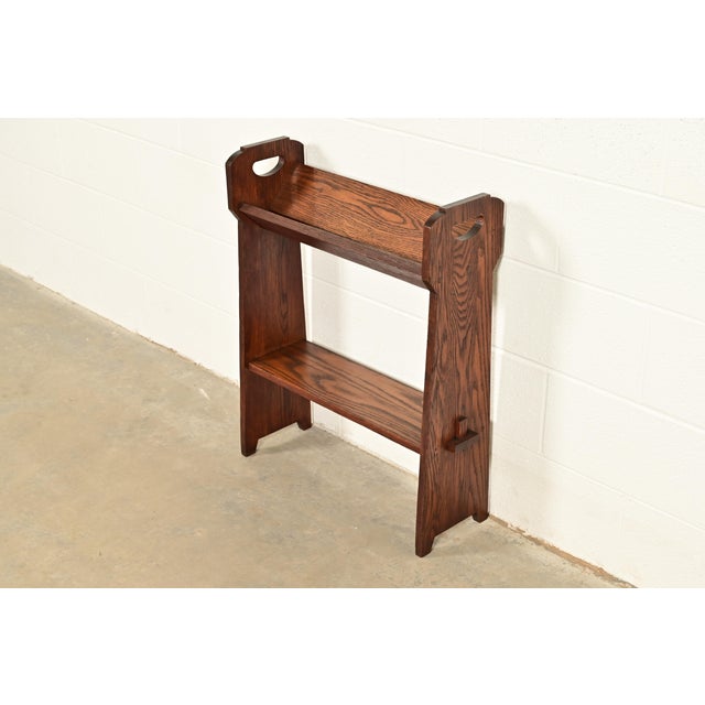 Charles Limbert Limbert Style Antique Mission Oak Arts & Crafts Cutout Book Trough or Magazine Stand, Circa 1910 For Sale - Image 4 of 12