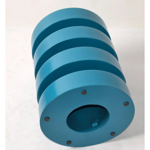 1970 Machine Age Heavy Turquoise Finished Coil Shape Column Side End Drink Table For Sale - Image 11 of 13