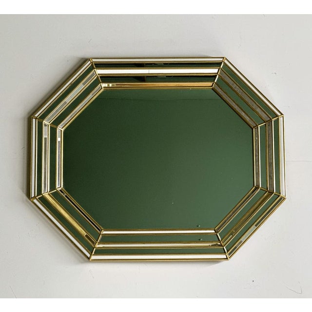 Large Octagonal Wall Mirror in Layered Mirrored Glass witl Gilt Accents from Deknudt For Sale - Image 3 of 11