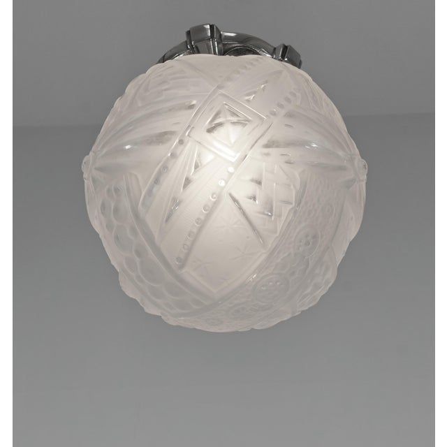 Silver 1930s French Art Deco Flush Mount by Muller Freres France - 2 Available For Sale - Image 8 of 12