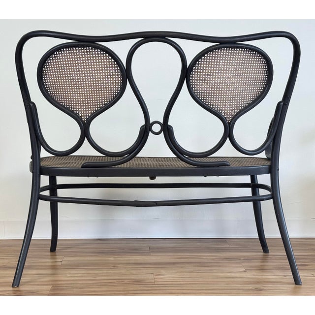 Vintage Bentwood Bench With Caned Seat For Sale In Kansas City - Image 6 of 15
