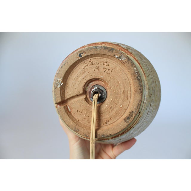 Beige 1970's Studio Art Pottery Beige Table Lamp For Sale - Image 8 of 9