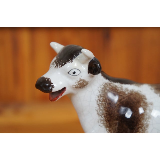 Brown Antique 19th Century Staffordshire Porcelain Cow Milk Maid Spill Vase Creamer For Sale - Image 8 of 12
