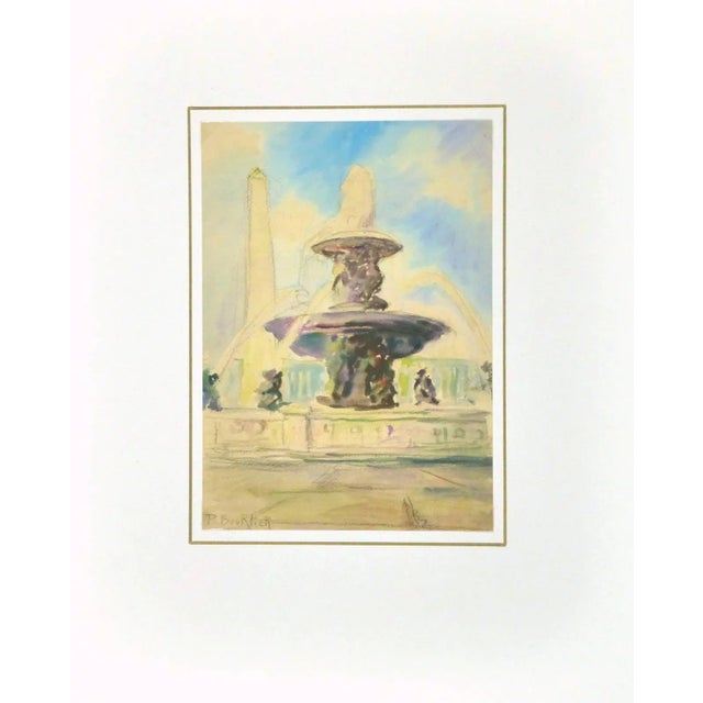 P. Bourlier, Vintage French Watercolor - Place De La Concorde, Paris For Sale - Image 4 of 5