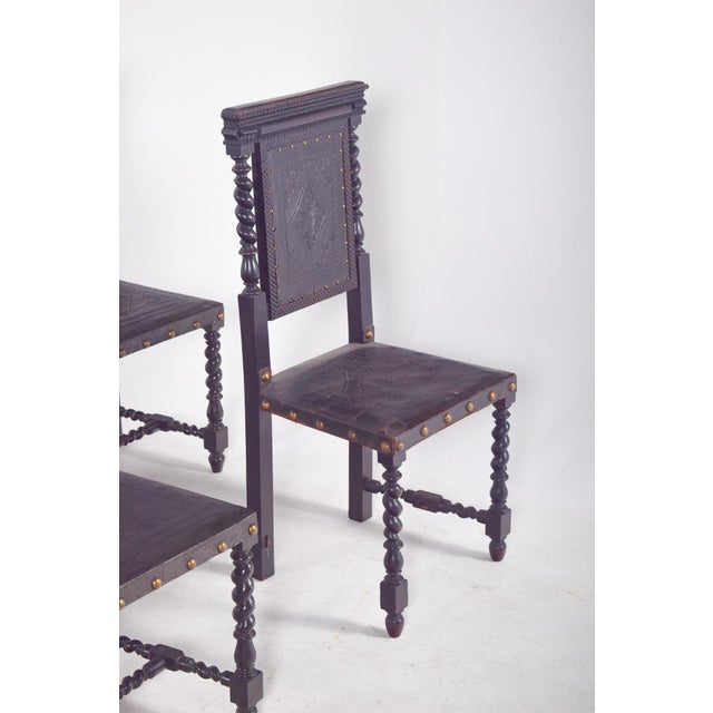 Leather Dining Chairs, 1920s, Set of 6 For Sale - Image 4 of 14
