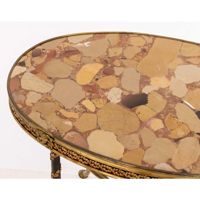 Louis XVI Style Brech d'Alep Marble Top and Gilt Metal Mounted Side Table For Sale - Image 10 of 11
