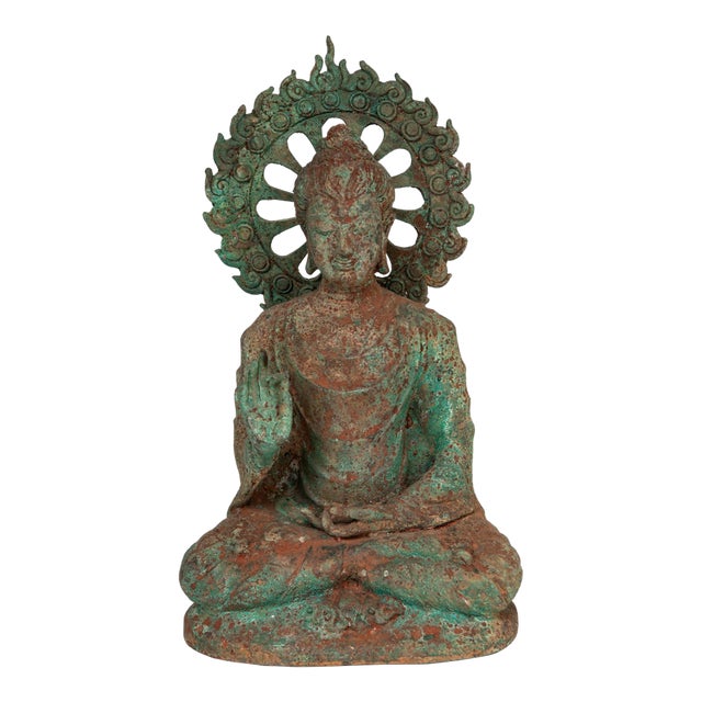 Vintage Metal Buddha Statue For Sale