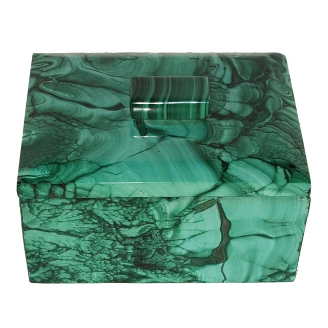 Malachite Stone Rectangle Box For Sale