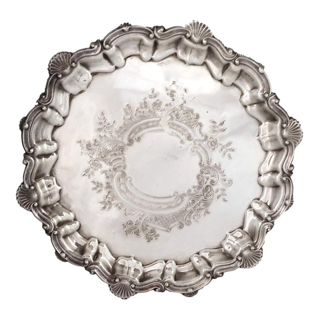 Heavy Antique Silverplate Drinks Tray For Sale