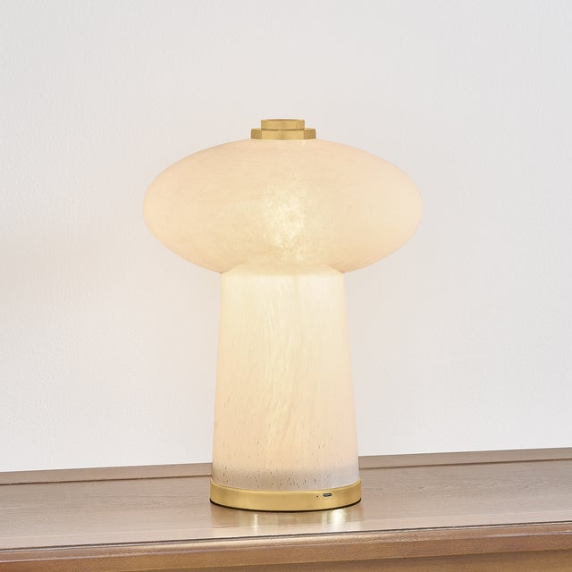Brass Hudson Valley Lighting Fords 10.25 in. 1 Light Rechargeable Table Lamp in Aged Brass Finish For Sale - Image 8 of 11