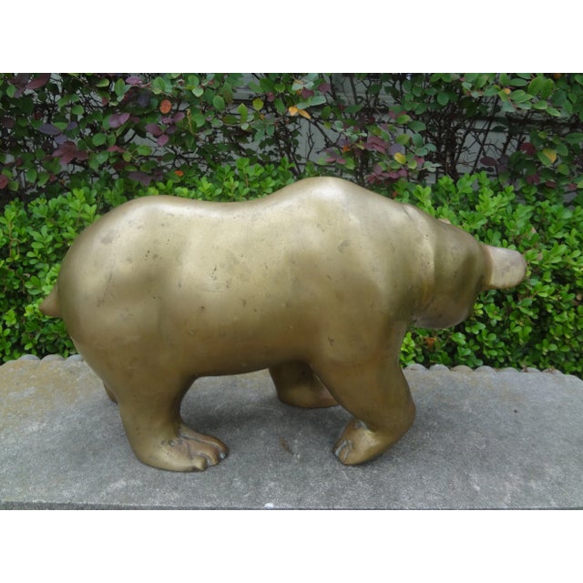 Large Brass Bear Sculpture For Sale In Houston - Image 6 of 10