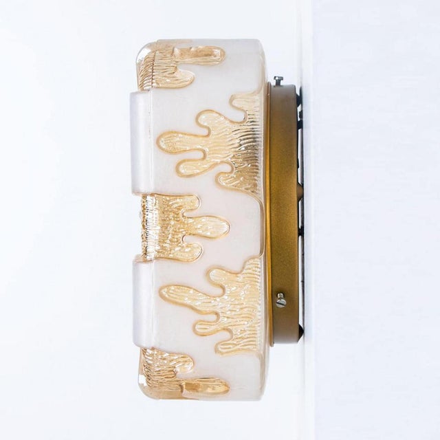 Textured Clear Glass and Pâte De Verre Flush Mount, Germany, 1960s For Sale - Image 11 of 14