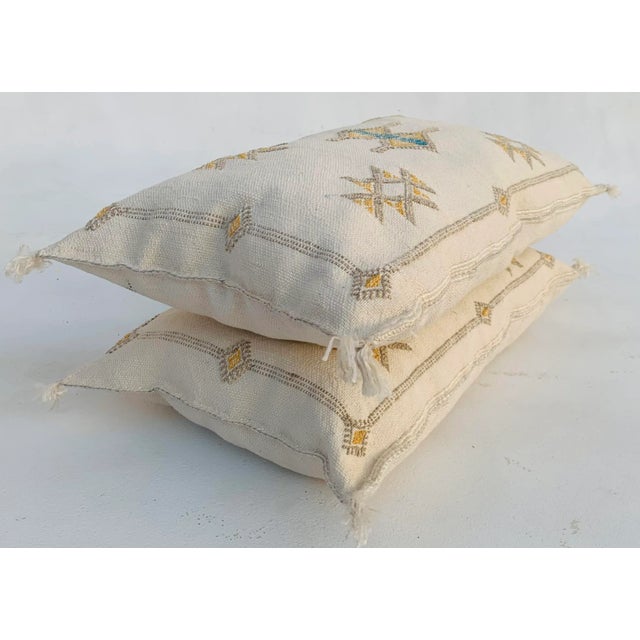 Contemporary White Mizwad Silk Sabra Pillows Covers- a Pair For Sale - Image 6 of 11