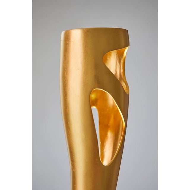 Contemporary Tall Bronze Gold Leaf Vase by Reda Amalou Design For Sale - Image 3 of 15