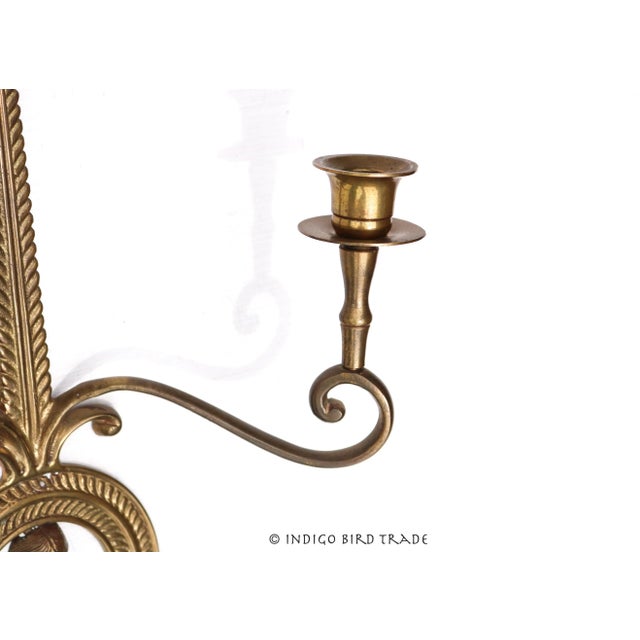 1920s Pair of Vintage French Neoclassical Style Brass Wall Candle Sconces For Sale - Image 5 of 8