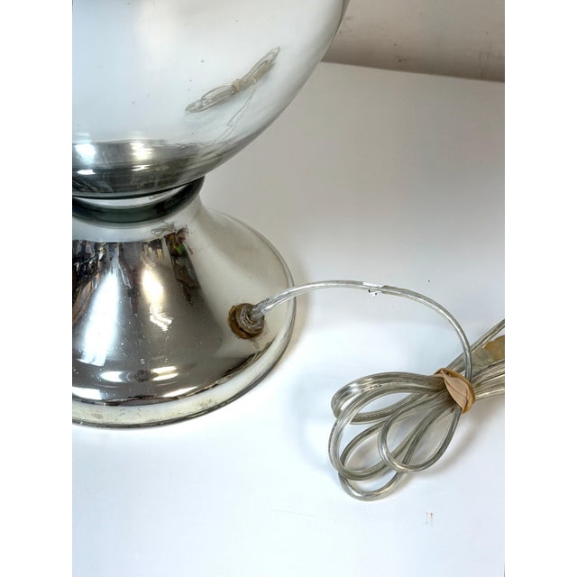 Silver 1970s Large Mid-Century Silvered Mercury Glass Baluster Table Lamp For Sale - Image 8 of 12