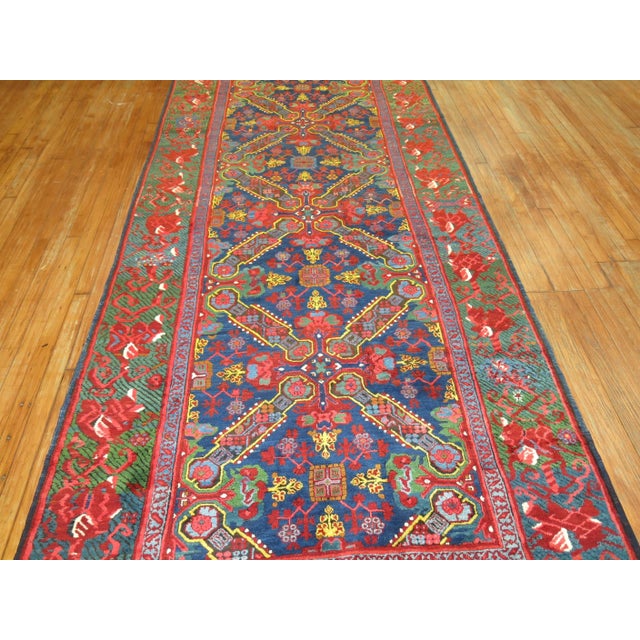 Textile 19th Century Rare Zabihi Collection Keyhole Karabagh Zeychour Caucasian Gallery Rug - 5' x 13'3" For Sale - Image 7 of 11