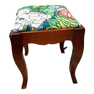 Early 20th Century Footstool With Schumacher Fabric For Sale