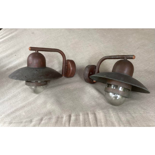 Metal Scandinavian Garden Wall Lamp in Copper and Glass by Norlux, 1980s For Sale - Image 7 of 7