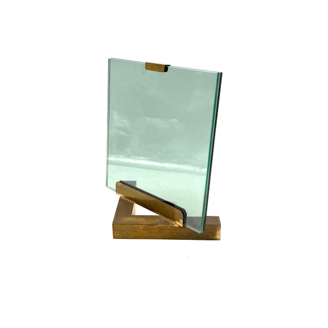 Gabriella Crespi Hollywood Regency Brass & Glass Picture Frame, in the Manner of Gabriella Crespi Italy 1970s For Sale - Image 4 of 15