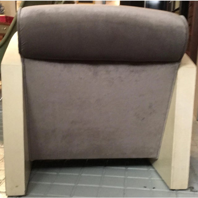 Set of Art Deco Parchment & Velvet Armchairs, 1940s For Sale - Image 10 of 12