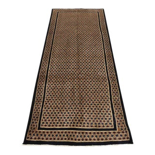 Kolyai Runner 4'5'' X 10'4'' Brown Wool Vintage Tribal Hand-Knotted Oriental Rug For Sale