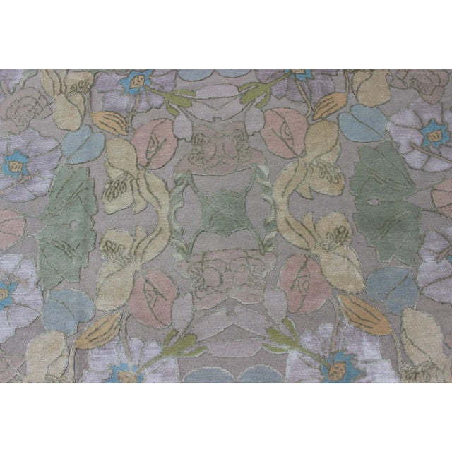 Textile Modern Nepalese Wool and Silk Rug With Floral Design in Multi Colors For Sale - Image 7 of 13