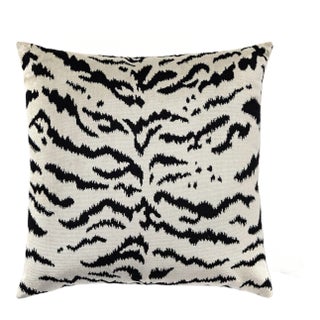 The House of Scalamandré Tigre/velvet Pillow, Off-white, 22 X 22 For Sale