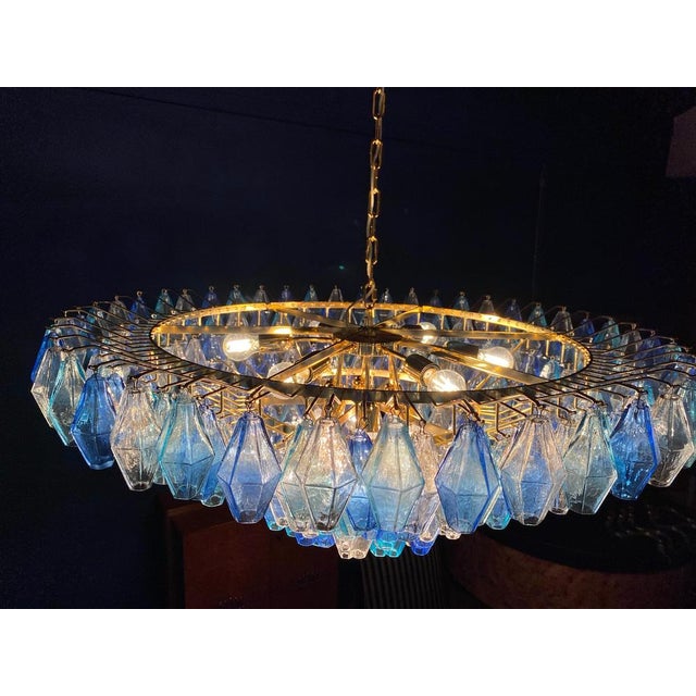 Sapphire Colored Murano Glass Poliedri Chandelier For Sale - Image 12 of 15
