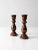 Brown Vintage Turned Wood Candle Holders Pair For Sale - Image 8 of 10