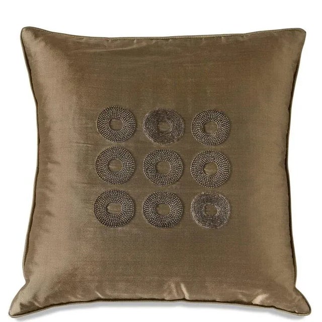 Textile Lesage Olive Silk Embroidered Pillow For Sale - Image 7 of 8