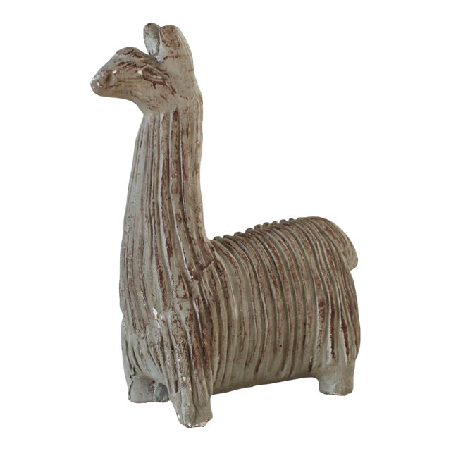 Mid-Century Plaster Llama Sculpture For Sale