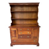 Mid 20th Century Stickley Early American Style Solid Cherry Step Hutch Cupboard Cabinet. Two Parts For Sale