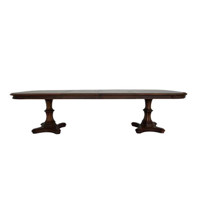 Vintage Century Furniture Double Pedestal Extension Dining Table For Sale - Image 12 of 14
