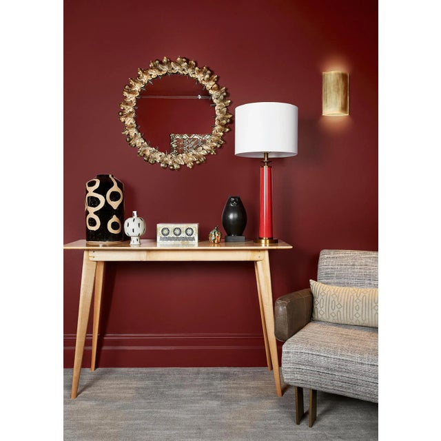 Beautiful column style table lamp with red base. - Color: Speckled Red - Hardware: Antique Brass - Does not include shade...