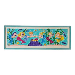 Sally Huss Serigraph Mermaid Tea Party Framed Picture Signed Numbered #112/125 For Sale