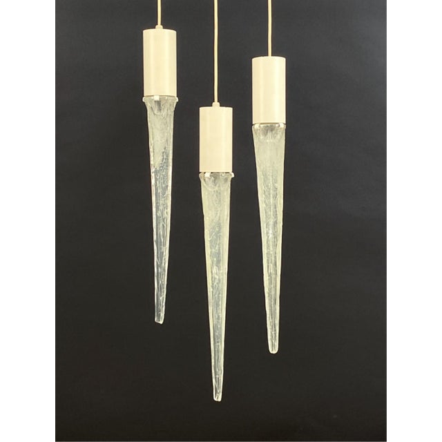 Mid-Century Modern 1960s Fog and Morup Acrylic Icicle Pendant Lamps, Attributed - Set of 3 For Sale - Image 3 of 8