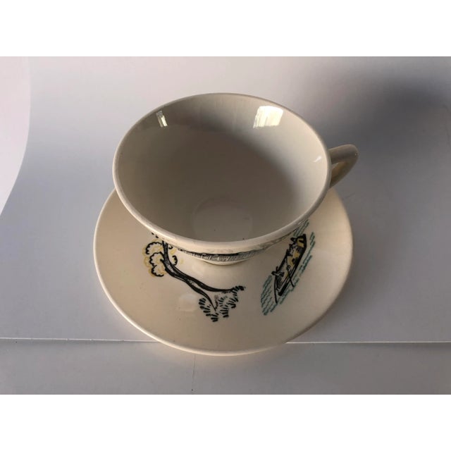 Mid-Century Modern Midcentury Americana Decoration Teacups & Saucers 9 Pieces - Service for 4 For Sale - Image 3 of 8