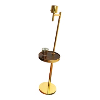 1960s Holywood Regency Brass Floor Lamp With Integrated Table by Hart Associates For Sale